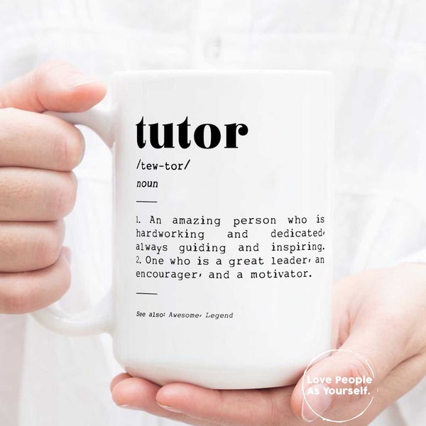 Mug de définition de tuteur, cadeau de tuteur, définition de tuteur, tasse de tuteur, cadeau de tuteur, cadeau de remerciement de tuteur, cadeau de fin d’année à l’école, cadeau de tutorat