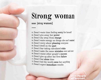Starke Frau Becher, Geschenke für starke Frauen, Freund inspirierende Geschenk, Stärken Frauen, feministische Becher, Mädchen Power Kaffeebecher, gestärkt Frauen
