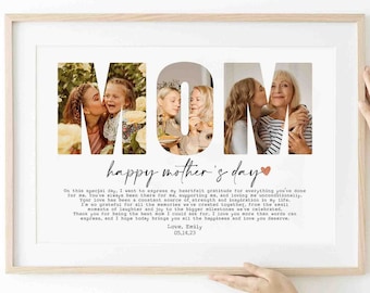 Personalized MOM Photo Collage Art Print, Mother's Day Gift