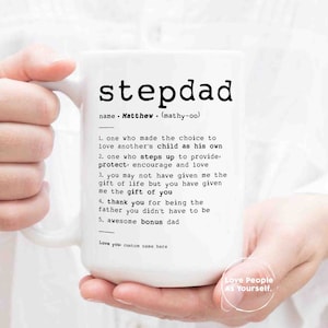 Personalized Step Dad Fathers Day Gift, Custom Mug, Bonus Dad Definition, Stepfather Sign, Father&#39;s Day, Gift for Dad Daddy Coffee Cup Gifts