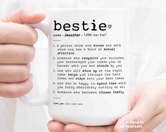 Regalo personalizado de mejor amigo, taza Bestie, taza de amistad personalizada, regalos personalizados, mejores amigos personalizados, BFF, hermana, definición, regalo de Navidad