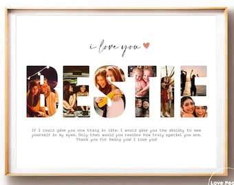 Personalized Bestie Digital Collage, Gift for Best Friend, Photo BFF gift, Bestie Custom Photo Collage, Digital Art Print, Friendship gifts