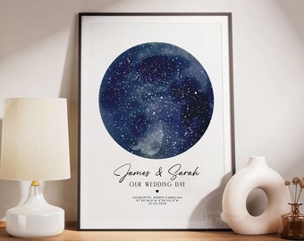 Personalized Star Map Print, Wedding Anniversary Gift, Night Sky Poster