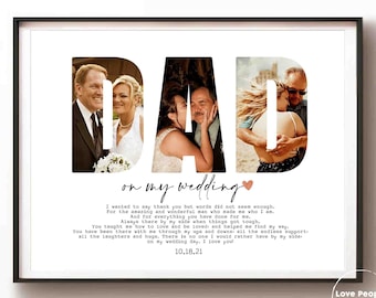 Collage de fotos personalizado para papá, regalo de boda para el padre de la novia, lámina decorativa enmarcada para pared.