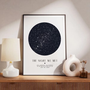 Impresión de mapa de estrellas personalizada, regalo de aniversario de la noche que conocimos, impresión de cielo nocturno, póster de mapa de estrellas, regalo de boda, impresión de constelación, regalo personalizado