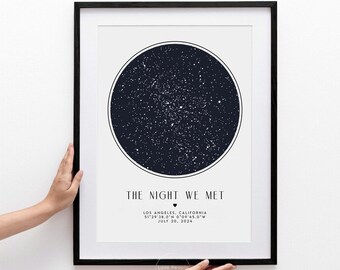 Custom Star Map Print, Anniversary Gift, Night Sky Constellation Art