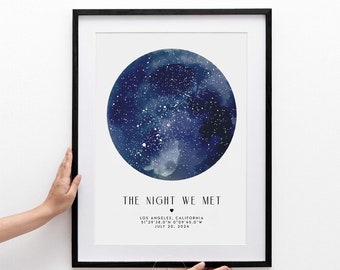 Custom Star Map Anniversary Gift, Night Sky Constellation Art Print
