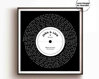 Personalized Record Print, Printable Wall Art, Anniversary Custom Vinyl Poster, Favorite Song, Record Lyric, Wedding Song Lyrics First Dance