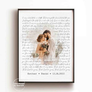 Regalo de boda personalizado para pareja, Letras de canciones de boda, Regalo de retrato de primer baile, Cartel de canción de aniversario con impresión de acuarela, Regalos para recién casados
