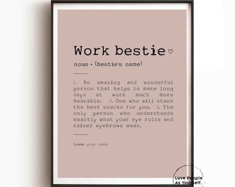 Work Bestie Definition Print, Personalized Custom Gift For Colleague, Poster print Work Friend Office Best Work Buddy Mate Coworker Birthday