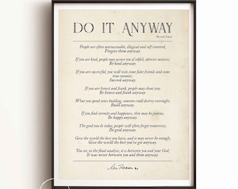 Mother Teresa Poem Print, Inspirational Quote Art (Digital Copy)