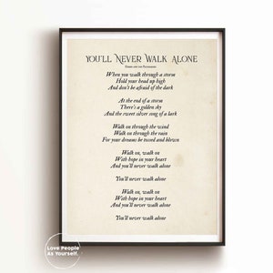 You&#39;ll Never Walk Alone Lyrics, Liverpool Fan, Gerry and the Pacemakers Dad Christmas Gift Lyrics Print Home Decor Friendship Print for Him