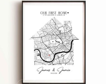 Personalized New Home gift, Housewarming Gift Couple, New House Map, First Home Custom Home Map Personalized Realtor Gift Housewarming Gifts