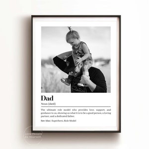 Impressão de definição de pai Presente de dia dos pais da filha, pôster de definição de pai Primeiro presente de dia dos pais da esposa, presente de foto do pai pela primeira vez
