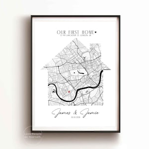 Regalo personalizzato per la nuova casa, regalo di inaugurazione della casa per coppia, mappa della nuova casa, mappa personalizzata della prima casa, regalo personalizzato per agente immobiliare, regali di inaugurazione della casa