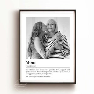 Impressão de definição de mãe Presente de dia das mães da filha, pôster de definição de mãe Primeiro presente de dia das mães das crianças Presente de foto de mãe pela primeira vez