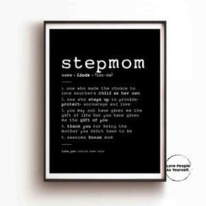 Personalized Mothers Day Gift for Stepmom, Stepmom Printable Gift, Custom Name Sign for Step Mom Stepmother Encouragement Print, Bonus Mom