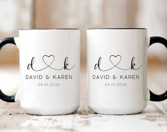 Mr and Mrs Mugs, Personalized Wedding Mug Set, New Bride and Groom, Custom Husband and Wife Coffee Cup, Engagement Newly Wed Gift for Couple
