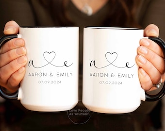 Mr and Mrs Mugs, Personalized Wedding Mug Set, New Bride and Groom, Custom Husband and Wife Coffee Cup, Engagement Newly Wed Gift for Couple