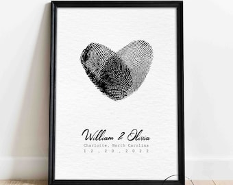 Fingerprint Sign Wedding Gift for Couple, Guestbook, Personalized Gift Print Custom thumbprint Anniversary Gift Newly Wed Gifts Digital Copy
