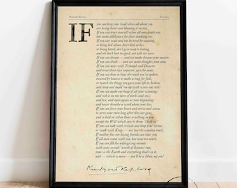 IF Poem Print, Rudyard Kipling Art Print, inspirational prints, graduation gift, Gift for Son, If Poem Poster, Poetry, Motivational Wall Art
