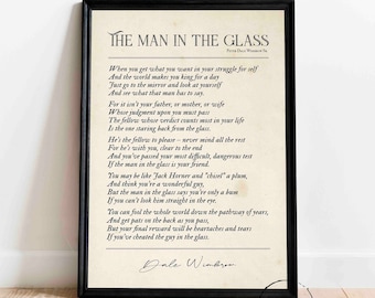 The Man In The Glass Poster Print, Dale Wimbrow Poem Poetry Wall Art Inspirational Quote Gift Framed Motivational Print Office Decor For Him