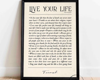 Live Your Life, Chief Tecumseh poem, Poetry by Tecumseh, American Shawnee Chief, Motivational Print Inspirational Quote Office Decor For Him
