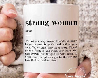 Kubek Silna Kobieta, Mocna Definicja, Kobiece Wzmocnienie, Kubek Feministyczny, Inspirujący, Kubek na kawę dla niej „Dziewczyna Mocy”, Zachęcający Prezent dla Kobiet