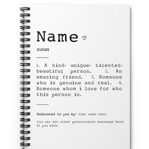 Best friend definition: Notebook, personalized, friendship Gift, custom gifts, gifts, custom best friends, name meaning, christmas gift, bff