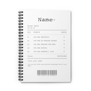 Personalized Best friend Receipt Notebook, friendship Journal, custom gifts, best friends birthday gift, gifts for her, christmas gift, bff
