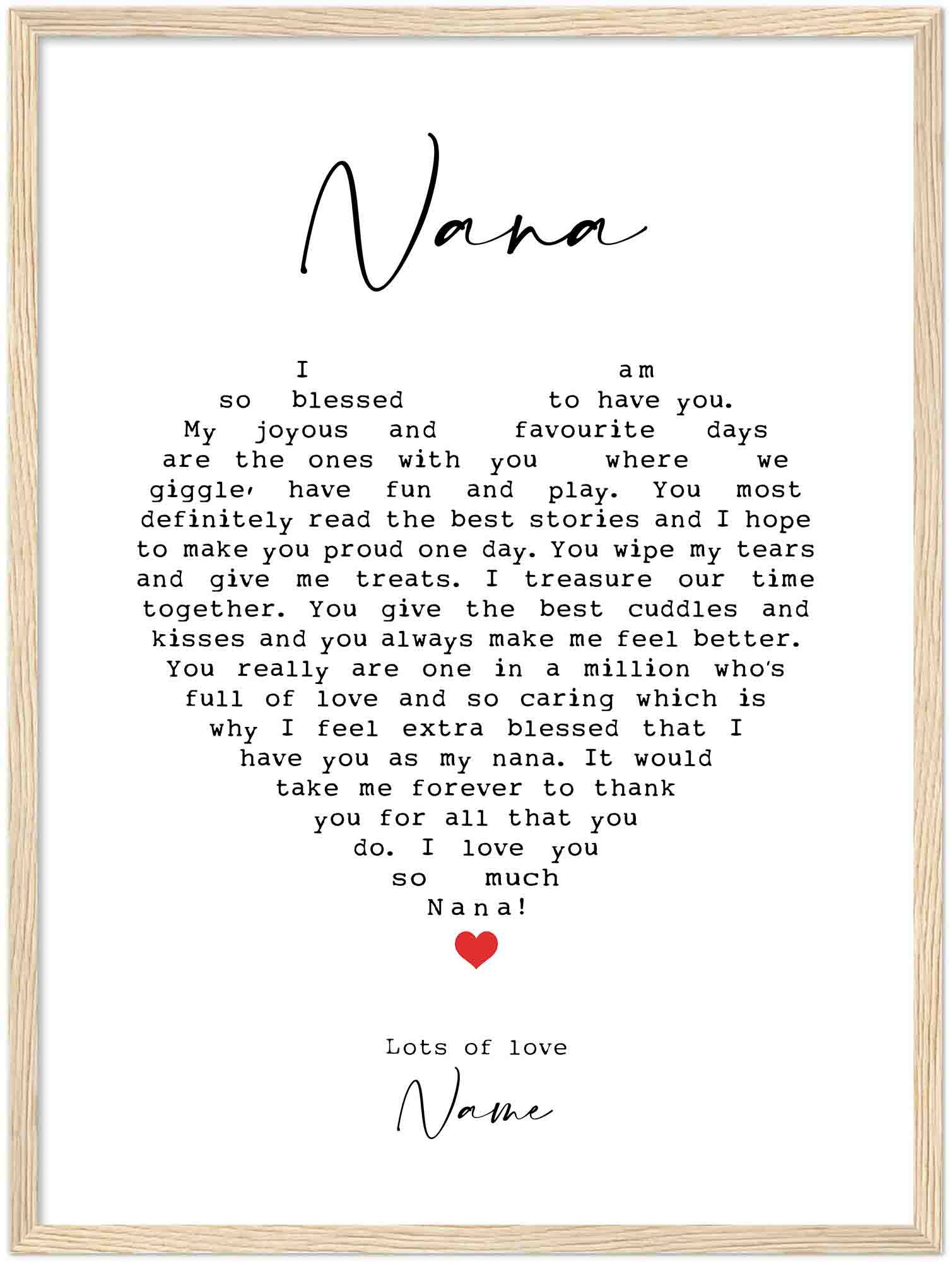 Personalized Nana Poem Framed Print Custom Nana Gift Etsy Ireland