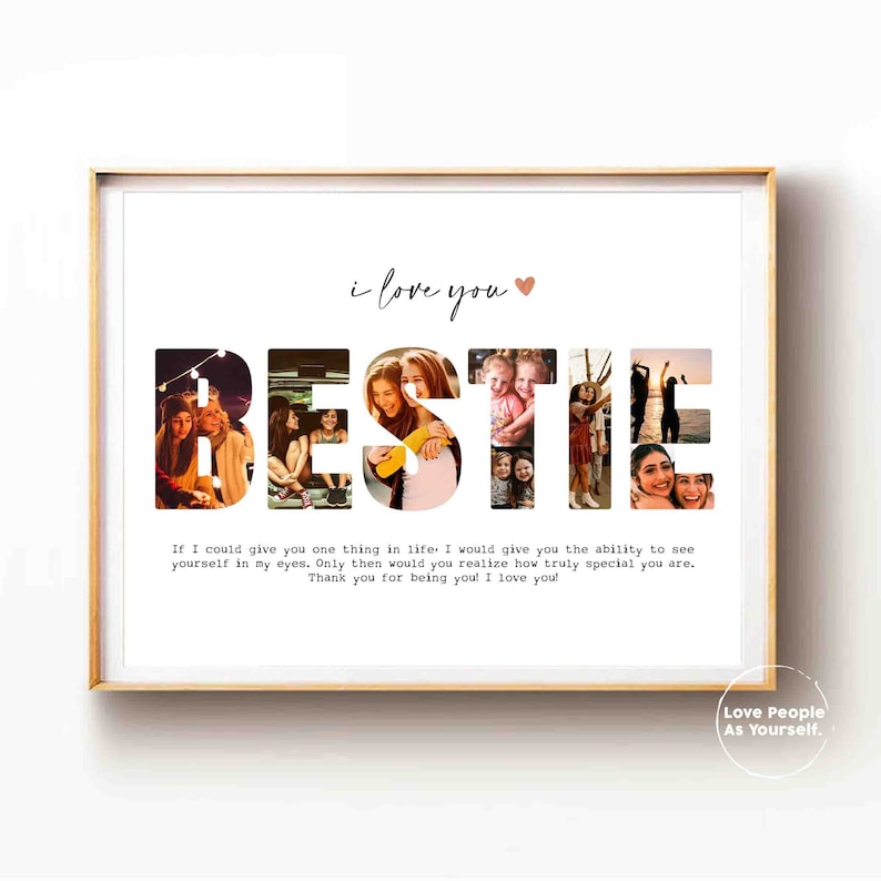 Personalized Bestie Digital Collage, Gift for Best Friend, Photo BFF gift, Bestie Custom Photo Collage, Digital Art Print, Friendship gifts 