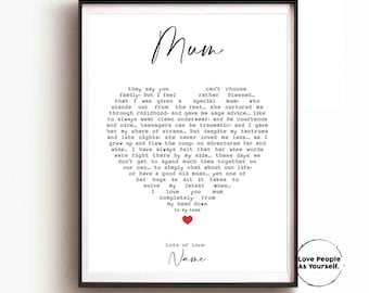 Personalisiertes Mama Gedicht gerahmt Druck, Muttertag Geschenk, Herz Geschenk für Mama, Mutter Geburtstag Geschenk, Ein Gedicht für Mama Geschenk für Mama von Kind