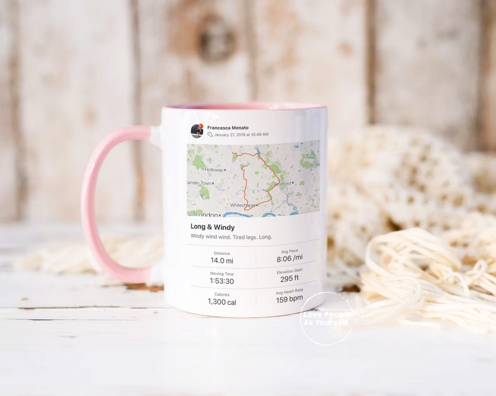 Strava Map Coffee Mug, Runner Mug Gift, Custom Running Sport Activity Personalized Marathon Tea Cup Hiking Totals Swimmer Cycling Route Gift