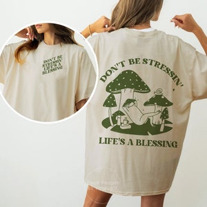 Groovy Frog Tshirt, Funky Graphic T shirt, Dont Be Stressin Oversized Summer Tee, Trendy Cottagecore Froggy Tee Cute VSCO girl Tee Toad Retro