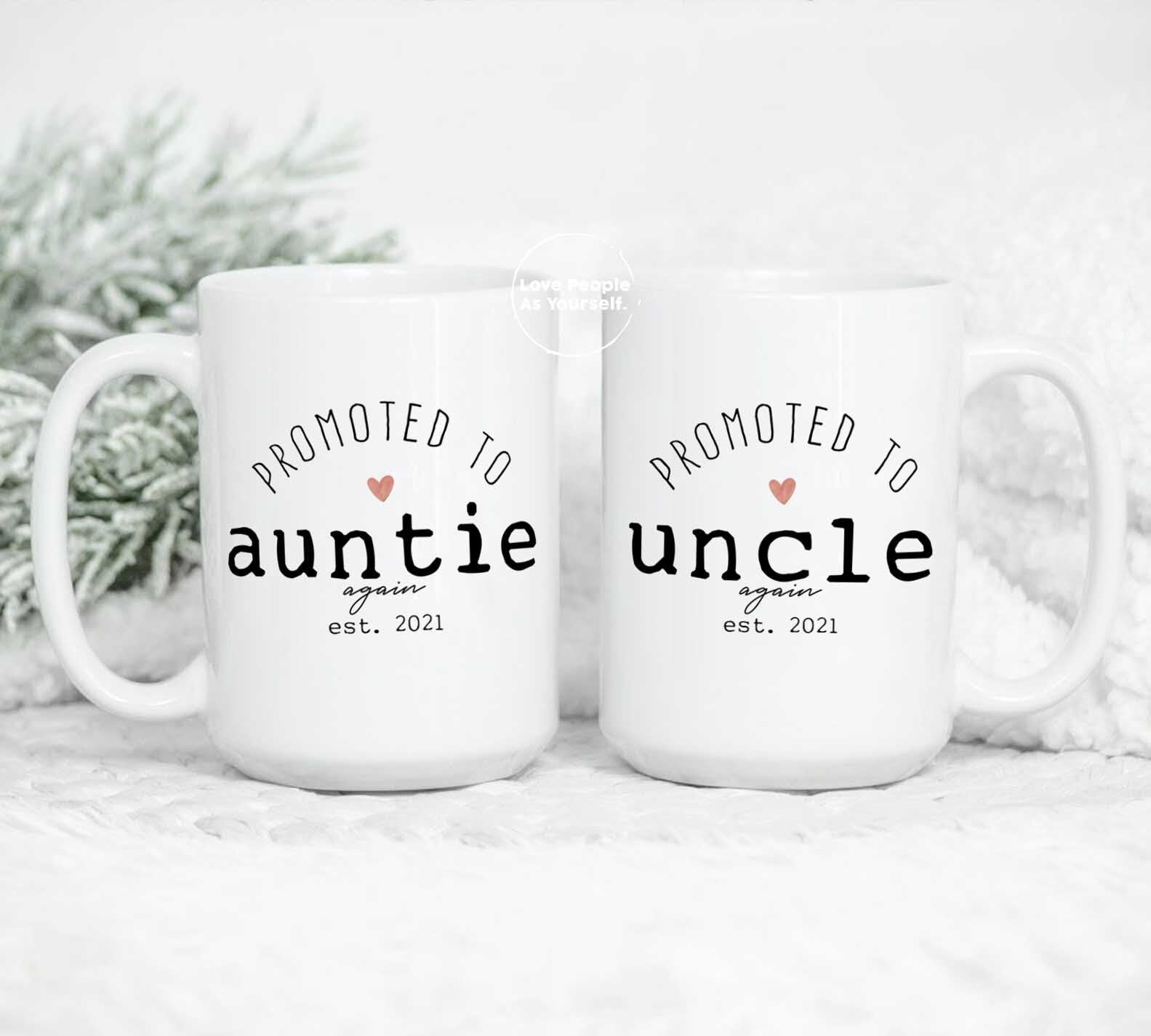 Auntie Uncle Again Mug Set - Pregnancy Announcement, Aunt Again Gifts ...