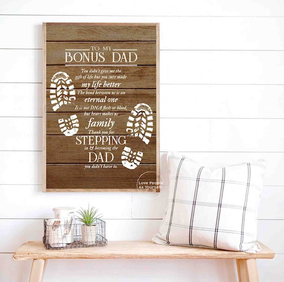 Bonus Dad Step Dad Print Poster, Fathers Day Gift, Thank You Dad Printable, Present, Birthday, Framed Wall Art, Gift For Step Father, Family
