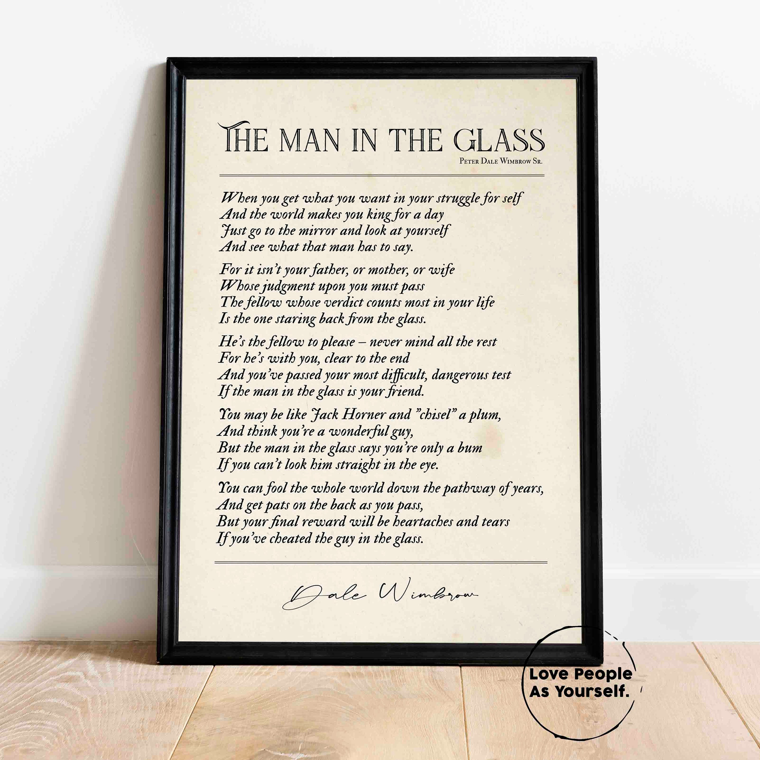 The Man in the Glass Poster Print Dale Wimbrow Poem Poetry Etsy
