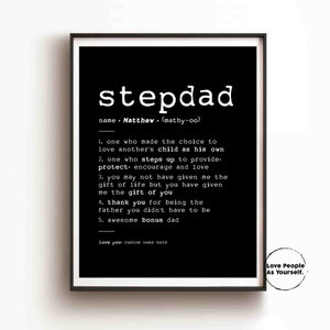 Personalized Fathers Day Gift for Stepdad, Stepdad Printable Gift, Custom Name Sign for Step Dad Stepfather Encouragement Print, Bonus Dad