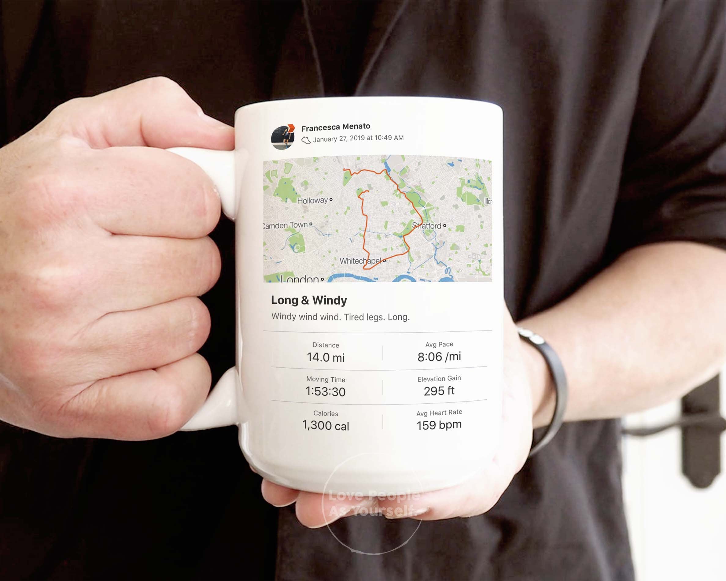 Strava Map Coffee Mug, Runner Mug Gift, Custom Running Sport Activity Personalized Marathon Tea Cup Hiking Totals Swimmer Cycling Route Gift