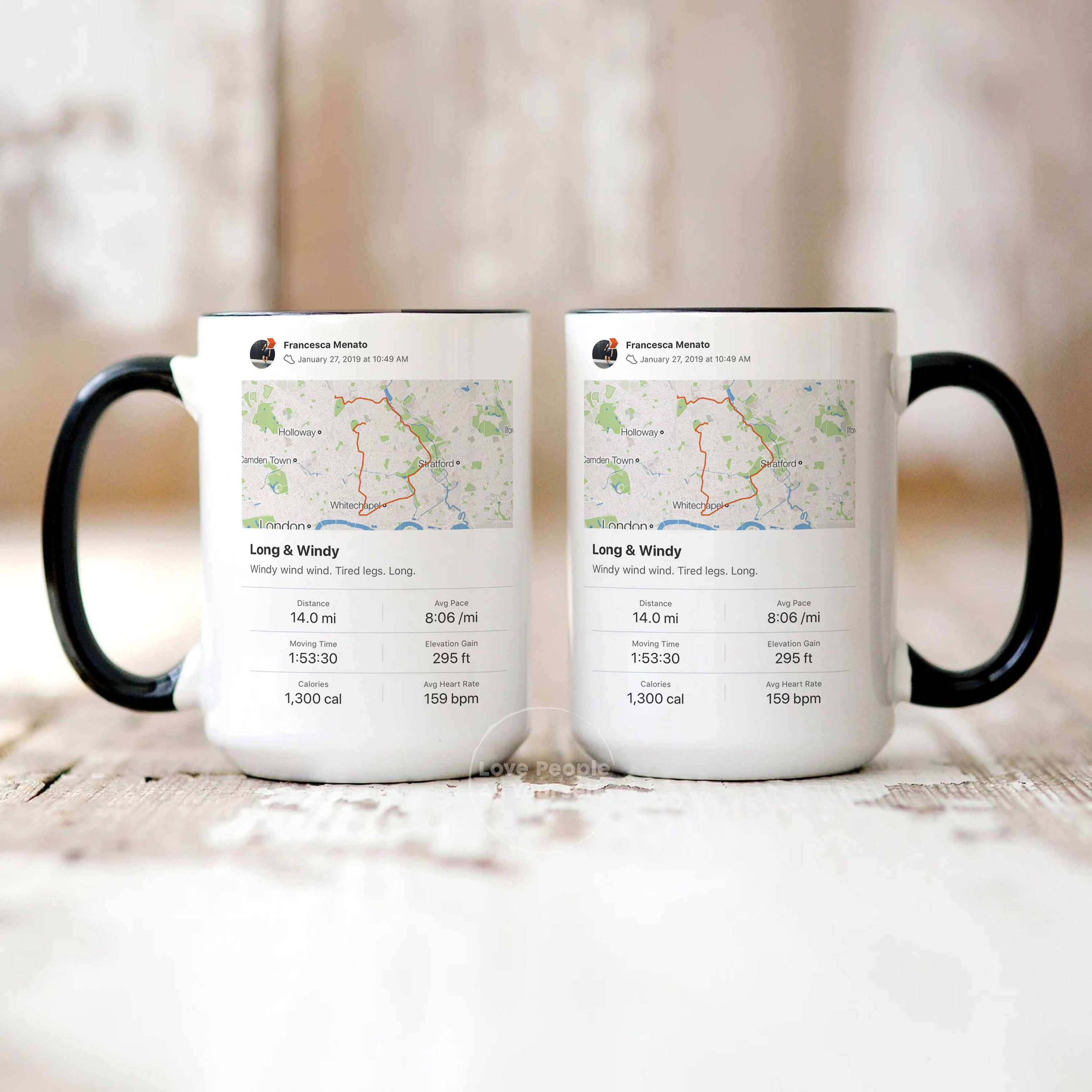 Strava Map Coffee Mug, Runner Mug Gift, Custom Running Sport Activity Personalized Marathon Tea Cup Hiking Totals Swimmer Cycling Route Gift