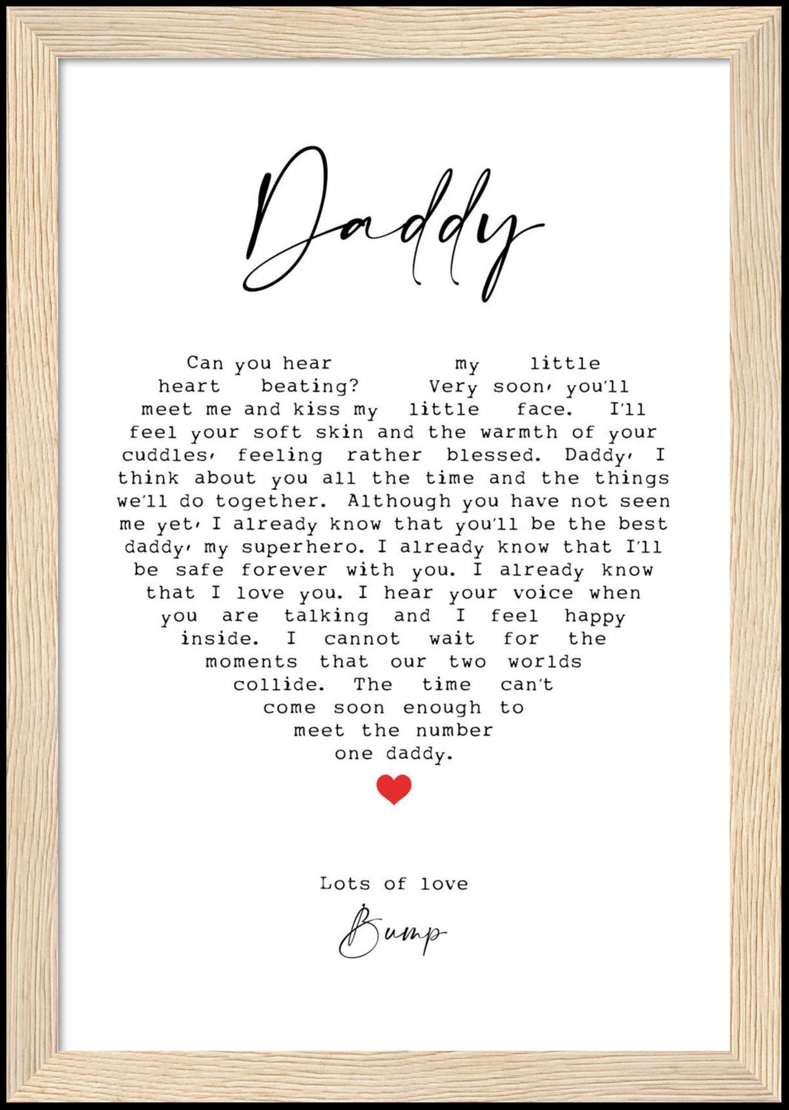 Daddy to Be Poem From Bump Framed Print, New Dad Christmas Gift ...