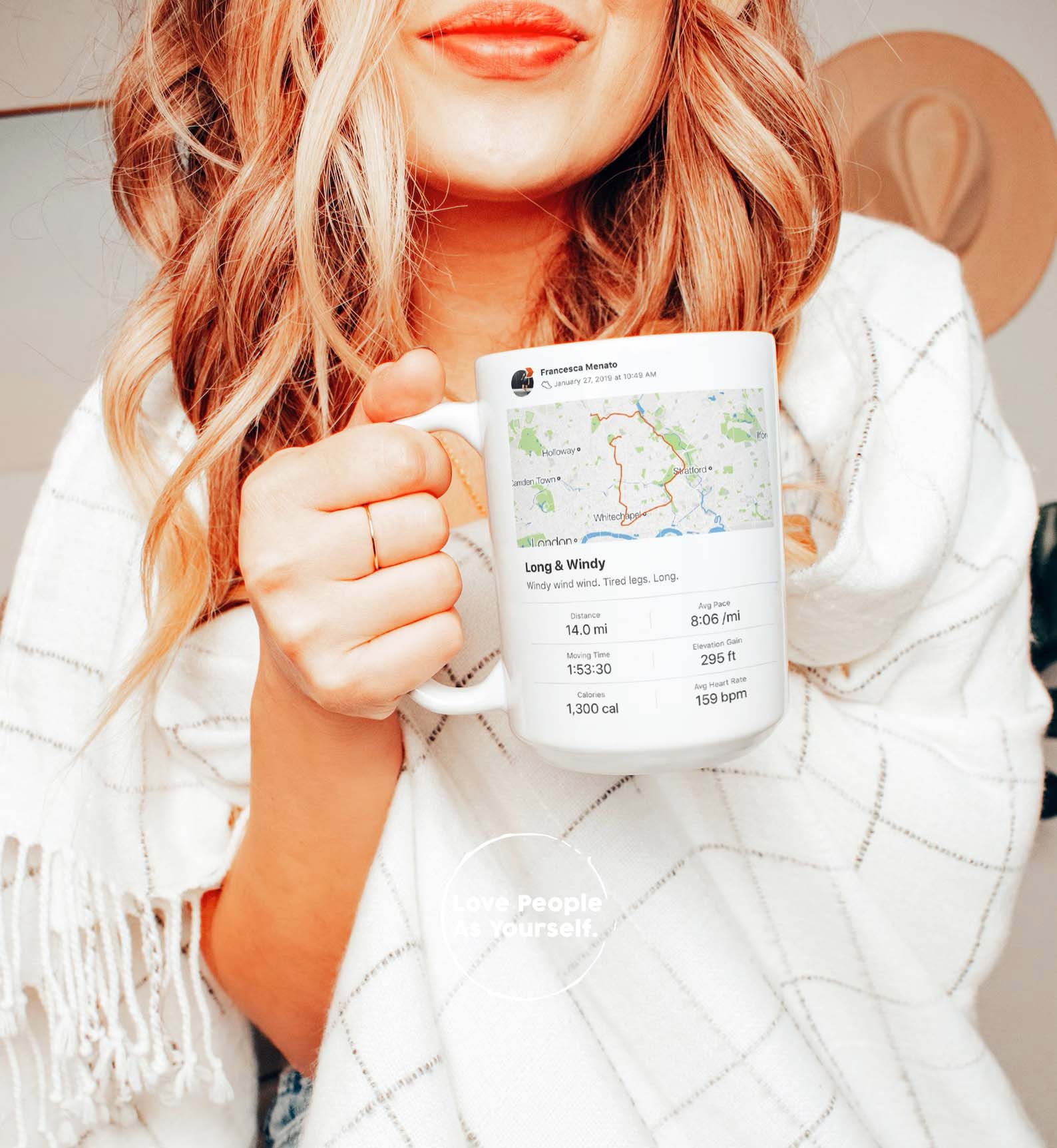 Strava Map Coffee Mug, Runner Mug Gift, Custom Running Sport Activity Personalized Marathon Tea Cup Hiking Totals Swimmer Cycling Route Gift