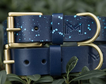 Personalized Navy Blue Leather Dog Collar | Designer Dog Collar Leather | Dog Collar Girl and Boy | Gifts for Dog Lovers | Pet Accessories