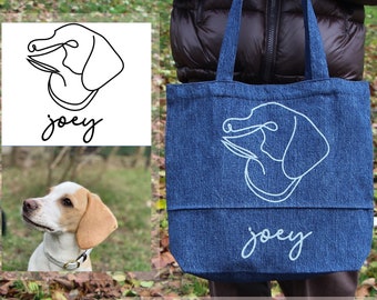 Custom Dog Tote Bag | Pet Tote Bag | Personalized Denim Tote Bag | Jean Bag | Dog Tote Bag | Denim Bag