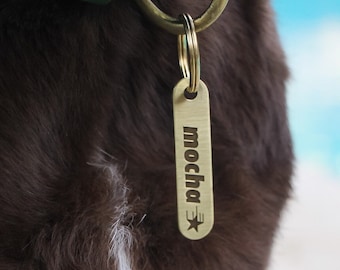 Personalisierte Messing Design Hundemarke | Personalisierte Haustier-ID-Anhänger | Gravierte Hundemarke | Hundemarke | Hunde Namensschild | Benutzerdefinierte Katzenhalsband Tag