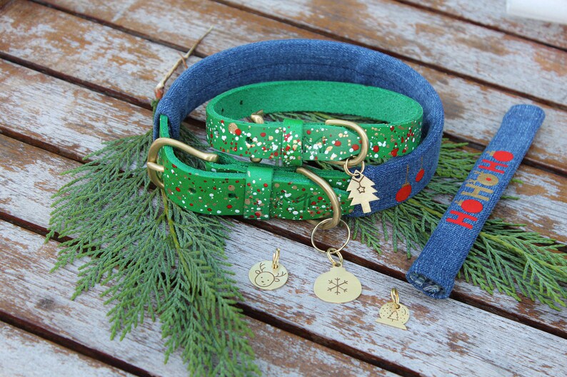 Christmas Dog Collar Holiday Dog Collar Green and Red Dog Etsy