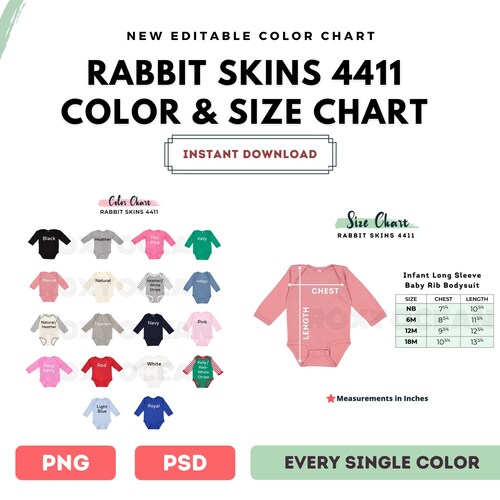 Rabbit Skins 4424 Color Chart Digital File Color and Size - Etsy