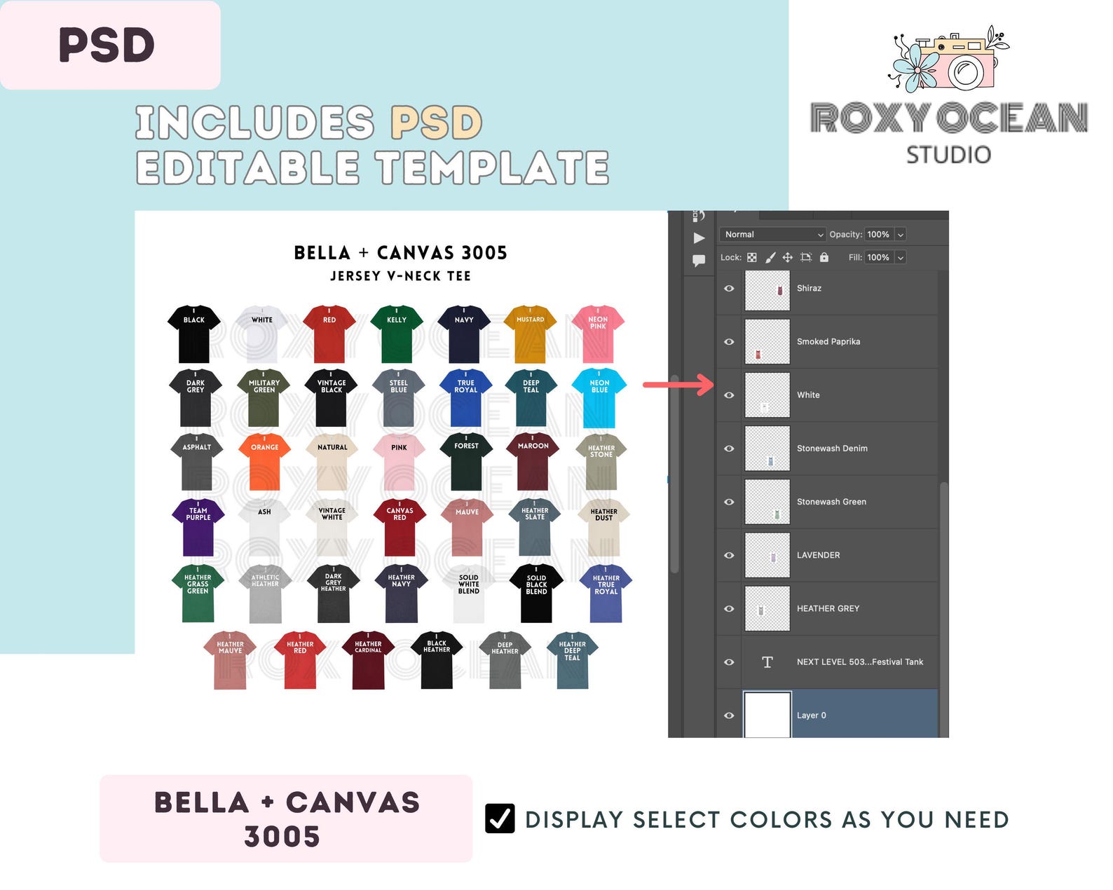 Color/size Layout Bella Canvas 3005 Color + Size Chart | EDITABLE Canva Template | 3005 ...