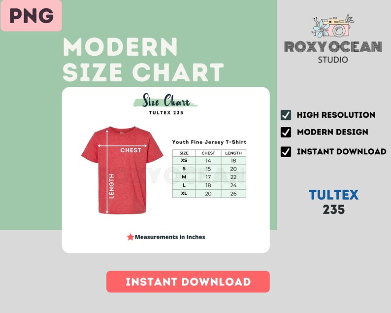 Tultex 235 Color Chart 235TC Color and Size Chart Digital Etsy